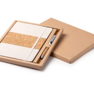 Набор блокнот с ручкой из пробки и хлопка «Beret»