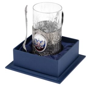 Подстаканник с хрустальным стаканом и ложкой «Российский»