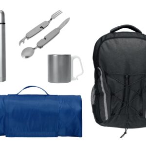 Набор туриста с термосом, кружкой, столовыми приборами и пледом
