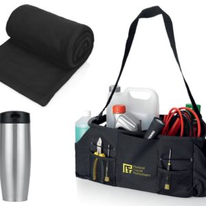 Набор для автомобиля с пледом, термокружкой в сумке для инструментов