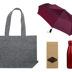 Подарочный набор с зонтом и термобутылкой в шопере