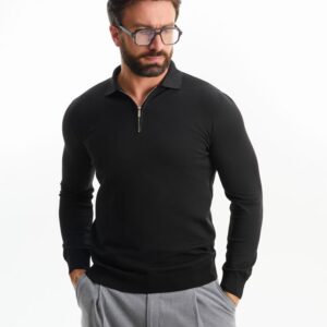 Рубашка поло мужская с длинным рукавом Terrazzo, черная