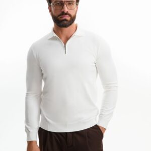 Рубашка поло мужская с длинным рукавом Terrazzo, белая