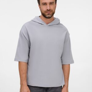Футболка оверсайз унисекс с капюшоном Neofit, светло-серая