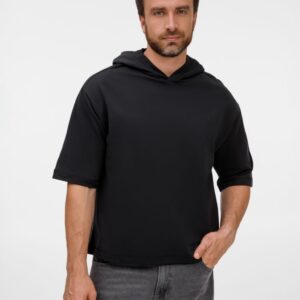 Футболка оверсайз унисекс с капюшоном Neofit, черная