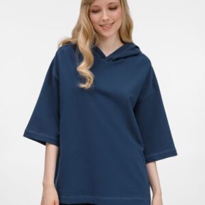 Футболка оверсайз унисекс с капюшоном Neofit, темно-синяя