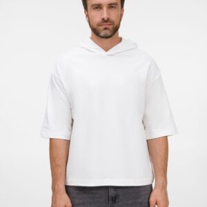 Футболка оверсайз унисекс с капюшоном Neofit, молочно-белая