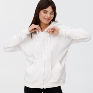Толстовка унисекс оверсайз на молнии Zippy Terry, белая