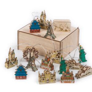 Ёлочная гирлянда с лампами в подарочной коробке «Достопримечательности мира»