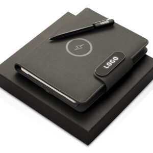 Подарочный набор «Twilight»: органайзер А5 с беспроводной зарядкой и металлическая шариковая ручка со светящимся логотипом