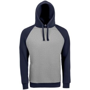 Толстовка унисекс Seattle, серый меланж с темно-синим