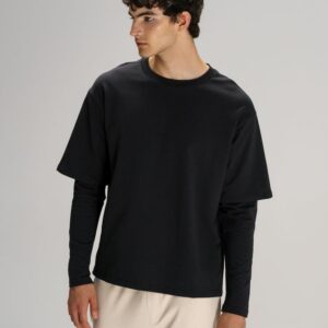 Футболка оверсайз с двойным рукавом Kosmos, черная