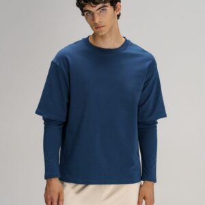 Футболка оверсайз с двойным рукавом Kosmos, темно-синяя