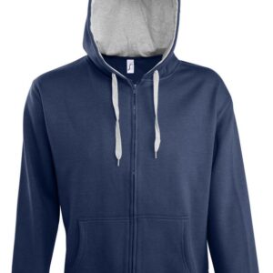 Толстовка мужская на молнии Soul Men 290 с контрастным капюшоном, темно-синяя