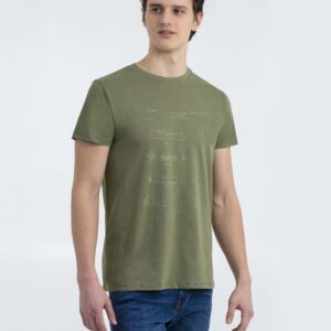 Футболка приталенная Old Patents. Knife, меланж хаки