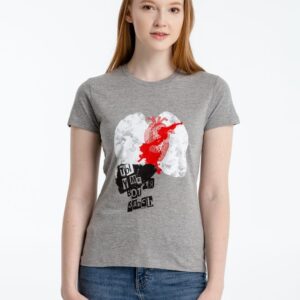 Футболка женская «Ты у меня вот здесь», серый меланж